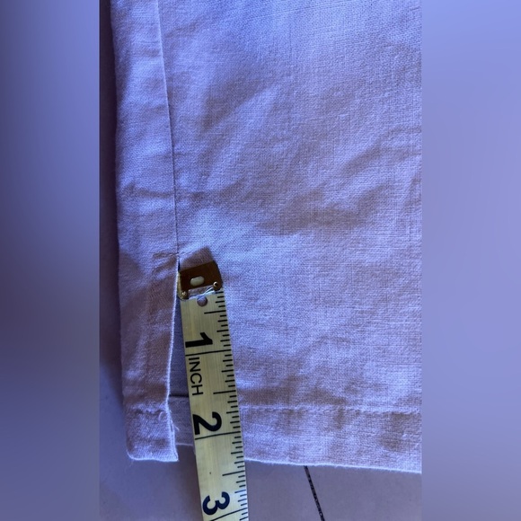 Palm Grove Women's  2X  Beige Palm Flower Printed Pull On Cropped Pants Wide Leg - Picture 7 of 16